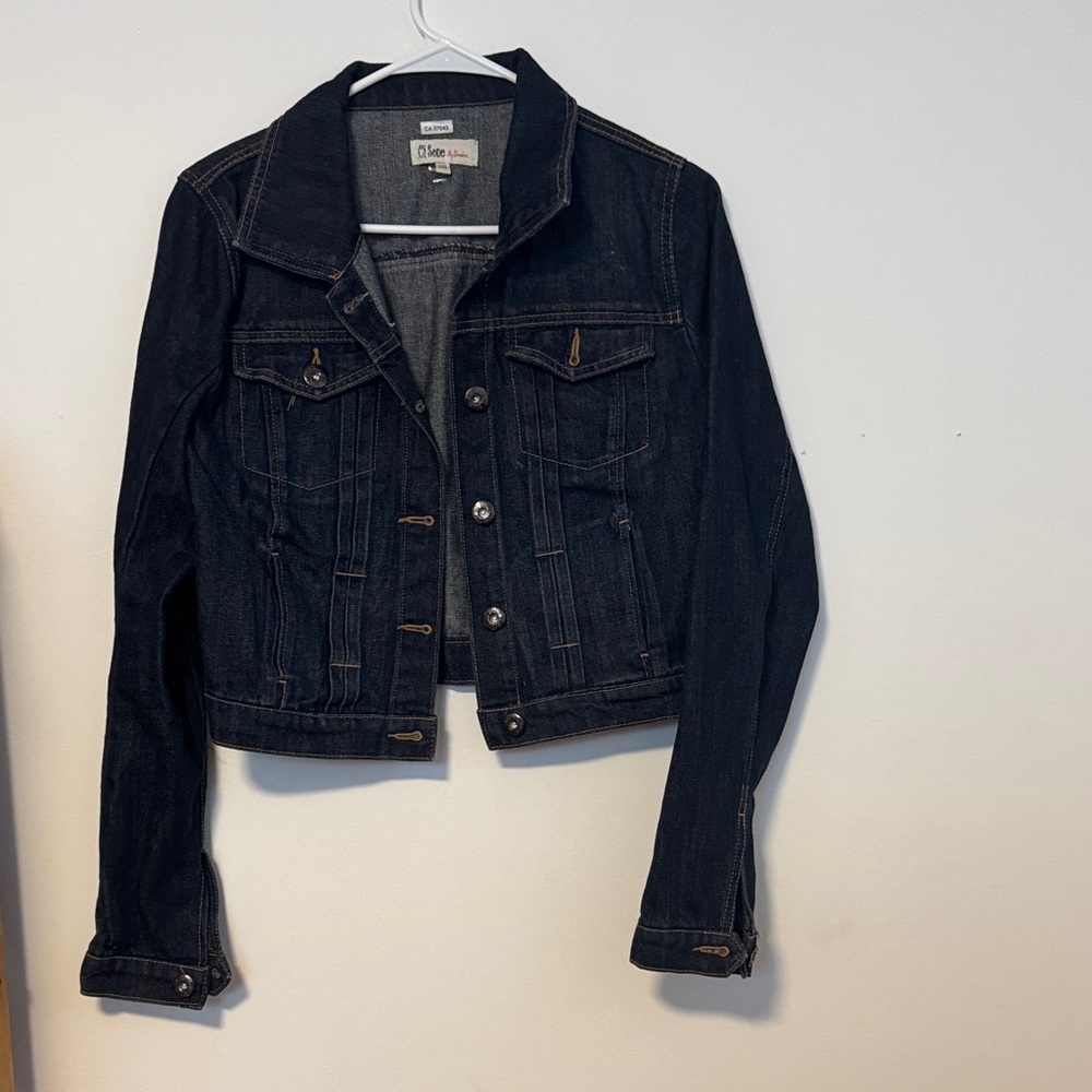 Dark Blue cropped Jean Jacket.  Nice fit